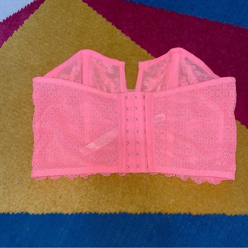 Victoria’s Secret Dream Angels Strapless Long Line Bustier Pink Lace Medium NWT - Picture 4 of 7
